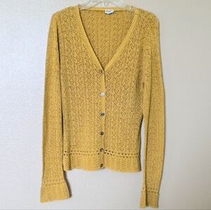 CP Shades Womens Vintage Mustard Metallic Button Front Cardigan Sweater